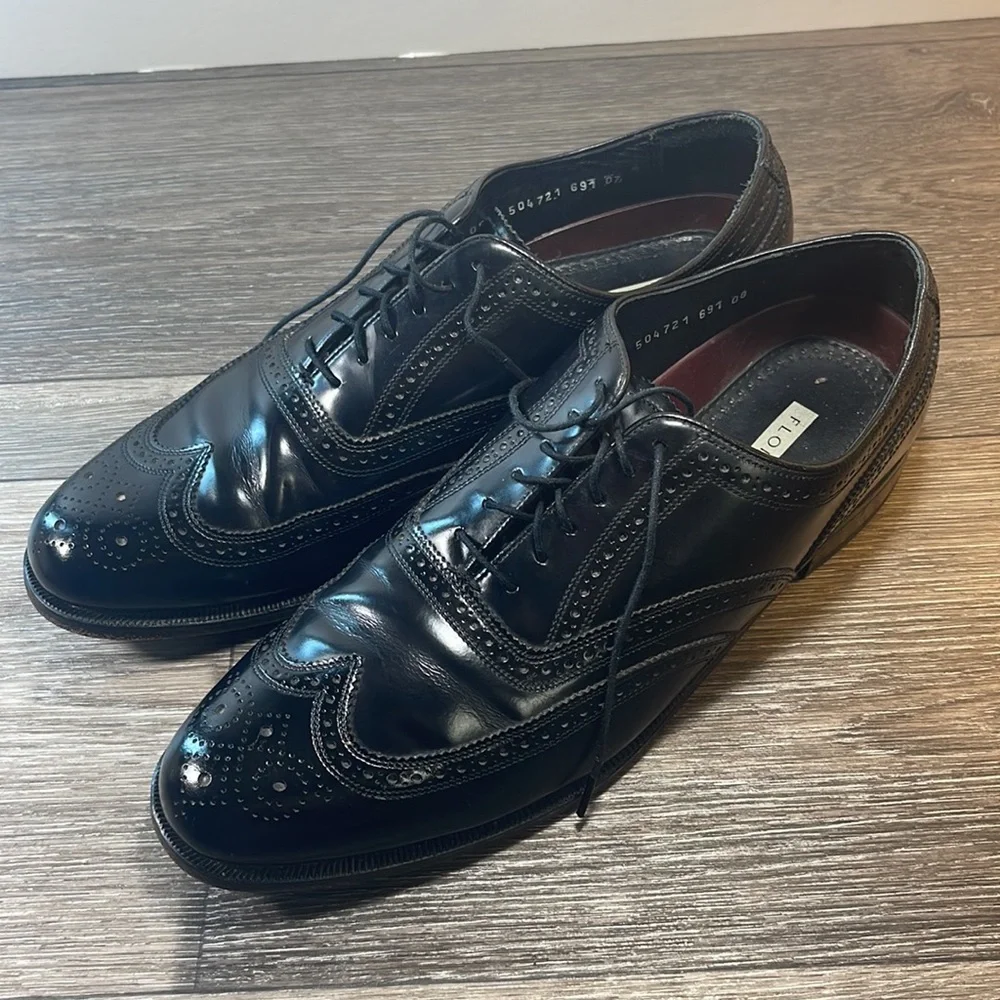 Florsheim black leather oxfords mens size 11.5 (f123)